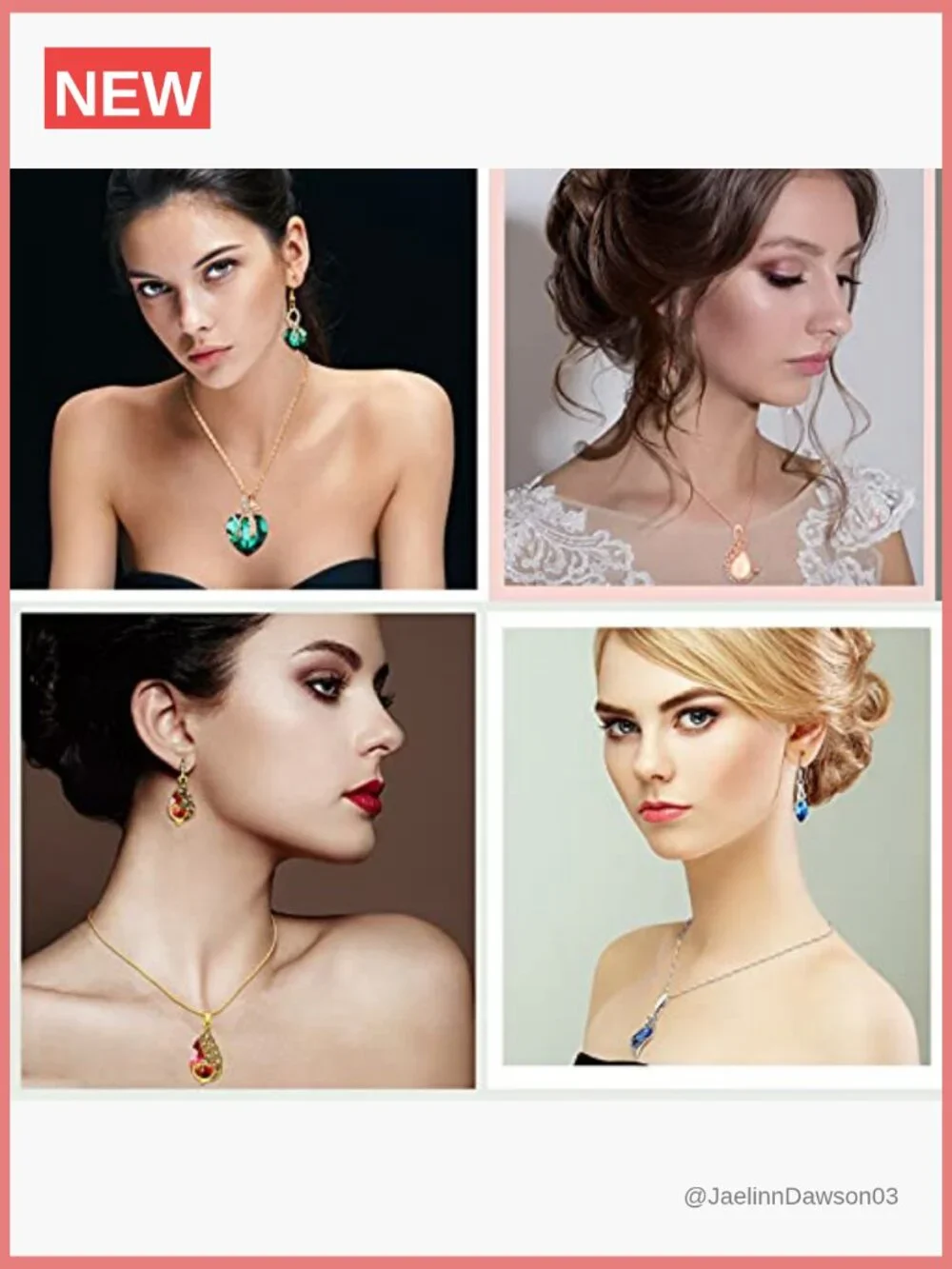 4 Piece Crystal Jewelry Set Necklace and Earring Sets Women